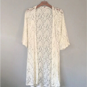 Mauve Cream Lace Kimono